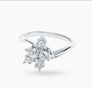 Fancy Shape Snowflake Elongated Cluster <b>Cocktail</b> CVDHPHT Synthetic Diamond Bridal Fine Luxury <b>Ring</b> in White <b>Gold</b> - Product Image 2
