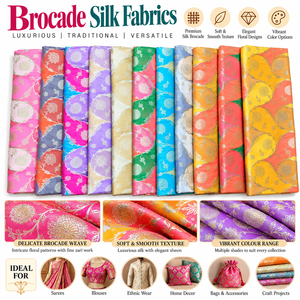 Tela de Seda Brocada Premium con Diseños Florales Jacquard, Textura Suave y Lisa para Saris, Ropa Étnica, Blusas y Decoración del Hogar - Product Image 6