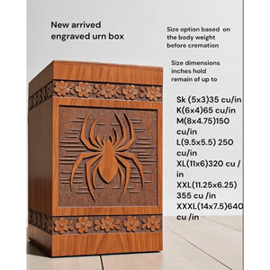 Urna de Madera Hecha a Mano con Diseño de Araña |   Urna Funeraria Personalizada para Cremación, Recuerdo Conmemorativo de AYAANS - Product Image 4