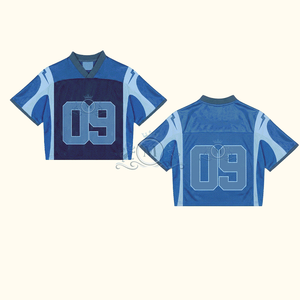Camiseta de Hockey sobre Hielo Personalizada, Cuello en V, Manga Corta, Transpirable, Malla de Poliéster, Ropa Deportiva para Hombre Adulto, Número 09, Diseño Azul - Product Image 2