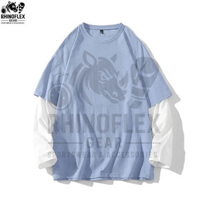 เสื้อยืดพิมพ์ลายแขนยาวคุณภาพสูงทรงโอเวอร์ไซส์สำหรับผู้ชาย ผ้าฝ้ายสองชั้น แขนยาวสองชั้น - Product Image 4
