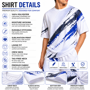 เสื้อยืดออกกำลังกายฮิปฮอปคุณภาพสูงสำหรับผู้ชาย พิมพ์ลายแบบซับลิเมชั่นและดิจิตอล ผ้าโพลีเอสเตอร์ 100% ระบายอากาศได้ดี แห้งเร็ว - Product Image 5
