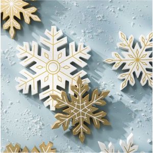 Décorations de Noël en bois en forme de flocon de neige personnalisées en gros, découpées au laser, peintes à la main, ornements festifs, fournitures de fête du Nouvel An, décorations - Product Image 1