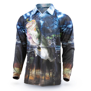 เสื้อโปโลแขนยาวแห้งเร็วสำหรับตกปลา ปรับแต่งได้ ระบายอากาศดี มีไซส์ใหญ่ สำหรับงานซับลิเมชั่นอุปกรณ์ตกปลา - Product Image 1