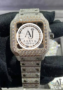 Montre mécanique MIYOTA carrée en acier inoxydable avec bracelet de 20 mm, analogique, sertie de strass, style bijoux de luxe - Product Image 4
