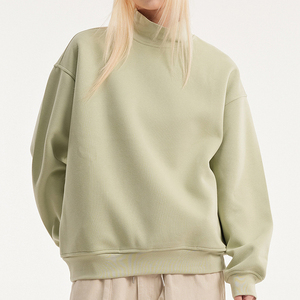 Sweat-shirt oversize à col montant unisexe, couleur unie, pull à manches régulières en molleton tricoté, idéal pour l'automne - Product Image 1