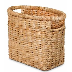 Natural Water hyacinth Storage <b>Basket</b> Rectangle With Handles Rustic Multi-Purpose <b>Woven</b> <b>Basket</b> for Neatening and Organization - Product Image 5