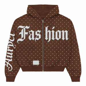 Premium Quality Men <b>Sun</b> Faded Oversized <b>Drop</b> Shoulder Rhinestone Hoodie 100% Cotton Custom Vintage Style Fashion Wear Men Hoodie - Product Image 2