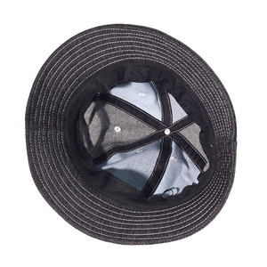 Unisex Denim Bucket <b>Hat</b> Color Blocking Black Blue Casual Spring <b>Summer</b> Adjustable - Product Image 4