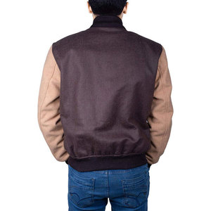 Blouson universitaire d'hiver pour homme en cuir et laine, col rabattable, logo frontal, haute qualité, mode, épais, chaud, coupe ajustée, à capuche - Product Image 2