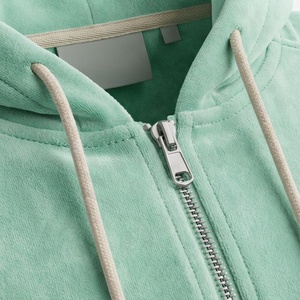 Unisex Mint Green <b>Velour</b> <b>Tracksuit</b> Full Zip Hooded Sweatshirt With Side Pockets Casual Autumn Wear Regular Fit Adult Size - Product Image 4