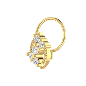 เครื่องประดับจิวเวลรี่เจาะจมูกทรงโค้งลายดอกไม้ทอง 14K สำหรับผู้หญิงจาก AJRETAIL ประดับเพชรธรรมชาติ 0.11 กะรัต รับรองโดย GIA - Product Image 4