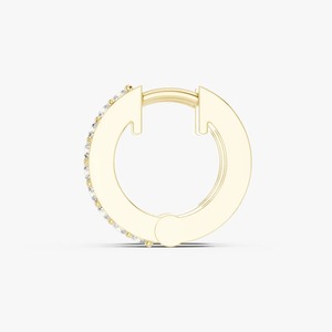 Pendientes de Aro Huggie de Oro Amarillo de 9K con Diamante Redondo Cultivado en Laboratorio de 0.324CT, Una Sola Hilera, Joyería OEM al por Mayor - Product Image 4