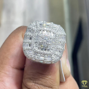 Luxury Baguette Moissanite Diamond <b>Ring</b> For <b>Men</b> White Gold Hip Hop Iced Out Jewelry - Product Image 3