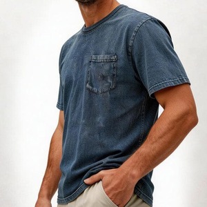 Camiseta Retro OEM 100% Algodón Grueso para Hombre, Talla Grande, Impresión DTG, Logotipo, Lavado Ácido, Estilo Vintage, Personalizada - Product Image 4
