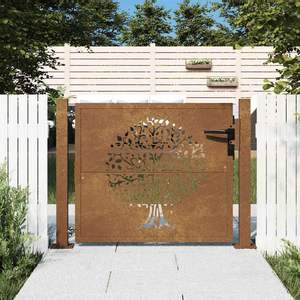 Portail de jardin en acier Corten 39,4x39,4 avec motif d'arbre unique pour l'aménagement extérieur - Product Image 1
