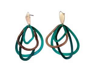 Pendientes de Latón Antiguo con Esmalte Multicolor y Patina Pintada a Mano, Pendientes Modernos para Fiestas y Regalos - Product Image 1