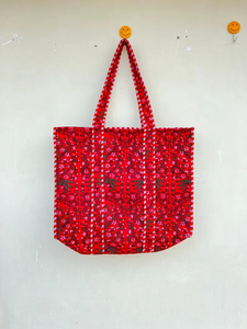Bolso Tote Ligero de Algodón Acolchado, Color Sólido, Estilo Bohemio Vintage, Cierre Abierto, Gran Capacidad, para Mujer, Todas las Temporadas, Suave - Product Image 2