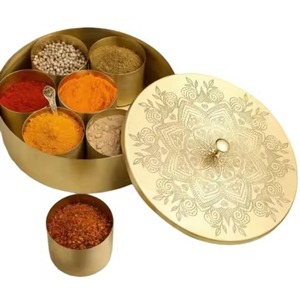 Premium Spice Container <b>Box</b> Metal with Decorative Lid Storage Organizer for Kitchen Masala <b>Herbs</b> and Cooking Essentials - Product Image 4