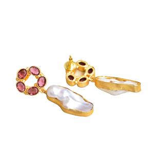 Clous en laiton avec pierres précieuses en gros, perles naturelles, pierres semi-précieuses, laiton plaqué rhodium, design bohème chic, export en gros - Product Image 3