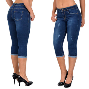 Jeans ajustados de mezclilla para mujer, de cintura alta, con logo personalizado, color personalizado, transpirables, de algodón, estilo urbano - Product Image 3