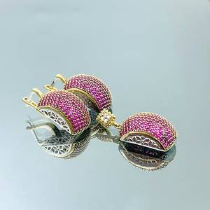 Pink <b>Ruby</b> Sterling Silver Jewelry Set Turkish Handmade Ring Earrings <b>Necklace</b> Natural Gemstone Elegant Gift For Women - Product Image 5
