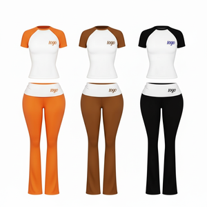 2026 <b>Sexy</b> Women’s Activewear <b>Set</b> Slim Fit 2 Piece Workout Outfit Raglan Sleeve Gym Running Sportswear - Product Image 1