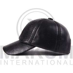 High Quality Winter Character Style Men's Leather <b>Baseball</b> <b>Cap</b> with Earflap Metal Buckle Closure Solid Pattern for Outdoor Use - Product Image 5