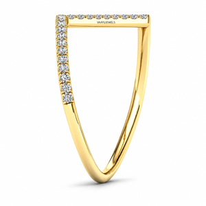 Chevron V Shape Round Cut Lab Grown Diamond Curved Wedding <b>Band</b> <b>Ring</b> in 10K 14K 18K Gold 925 935 <b>Silver</b> Fine Jewelry - Product Image 2