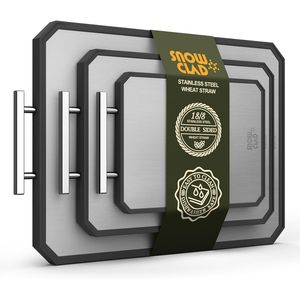 Set di Taglieri Bifacciali in Acciaio Inossidabile per Carne e Paglia di Grano PP, Essenziali per la Cucina - Product Image 1