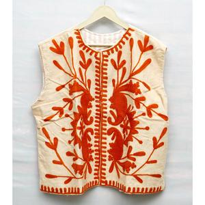 Women Hand Embroidered 100% Cotton Eco-Friendly Breathable Vest <b>Sleeveless</b> Floral O Neck Top Spring Casual Short Jacket - Product Image 1
