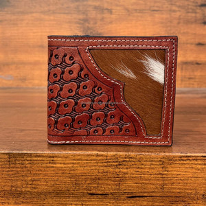 Nouvel arrivage de portefeuille de luxe en fourrure de vachette pour hommes, cuir marron usiné à la main avec longue fermeture éclair RFID, porte-monnaie, cadeau pour lui - Product Image 2