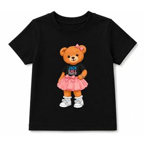 เสื้อยืดแขนสั้นสีดำสำหรับเด็กวัยหัดเดิน พิมพ์ลายหมีเท็ดดี้ คอกลม ลำลอง น้ำหนักเบา แฟชั่นสำหรับทุกวัน สำหรับเด็กผู้หญิง - Product Image 1