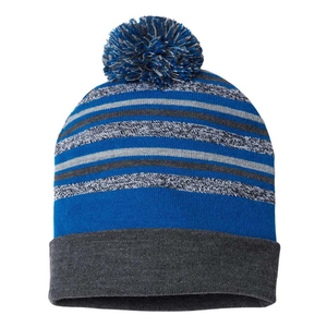 Bonnet unisexe en tricot respirant et imperméable avec pompon, style décontracté d'hiver pour l'extérieur, ajustable pour adulte, color-block - Product Image 1