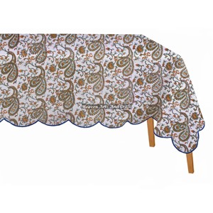 Mantel Rectangular 100% Algodón Estampado a Mano con Diseño Festoneado, Decorativo y Duradero para Mesa de Centro o Mesa de Café - Product Image 2