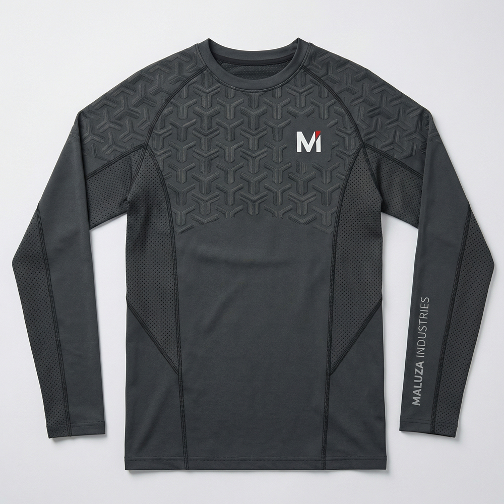 Premium Athletic Plus Size Long Sleeve Workout Knitted Breathable Compression Top Slim Fit Activewear 100% Cotton Rashguard