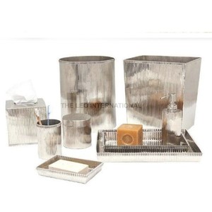 Fully Handcrafted Metal 9-Piece Luxury Bathroom Accessory <b>Set</b> with Soap Dispenser Tumbler Tissue Box Dustproof Items - Product Image 3