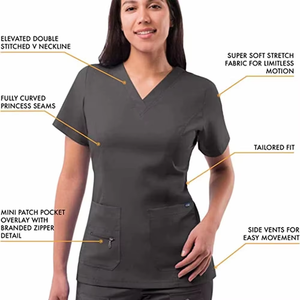 Uniforme de Enfermera para Mujer, Blusa Casual de Manga Corta, Ropa de Trabajo para Farmacia, Hospital, Médico, Enfermería, Pantalones Estilo Jogger con Cuello en V - Product Image 4