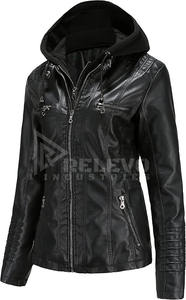 Veste matelassée d'hiver en similicuir pour homme, grande taille, col montant, style motard, manches longues, prix bas - Product Image 4