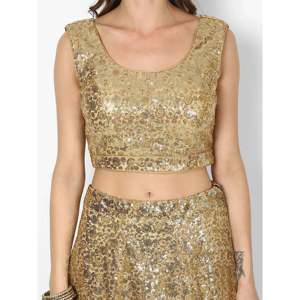 Gold Sequence Embroidered <b>Art</b> Silk Evening Lehenga Choli - Product Image 4