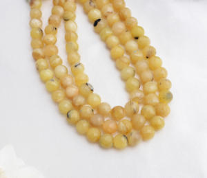 Perles de boules facettées en opale jaune naturelle de 5 mm à 8 mm pour la création de bijoux fins, pierres précieuses - Product Image 1