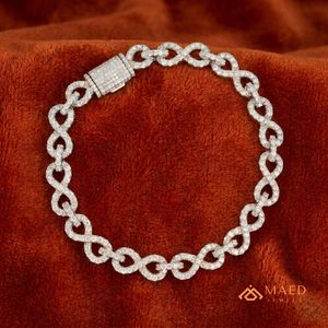 Silver Gold Plated <b>Infinity</b> Link <b>Bracelet</b> with Moissanite Luxury Fine Chain for Women & Men-Party Engagement Gift Jewelry - Product Image 4