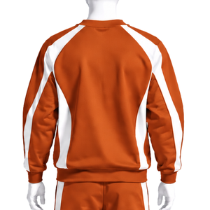Ensemble de survêtement unisexe orange brûlé avec sweat-shirt à capuche et pantalon de jogging, bande latérale contrastante, pour sport, entraînement, décontracté et actif - Product Image 4
