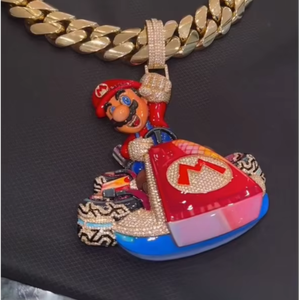 Colgantes de Joyería Hip Hop Personalizados, Diseño 3D de Dibujos Animados, Hechos a Mano, con Diamantes Redondos de Moissanita, Letra con Incrustaciones de Diamantes - Product Image 1