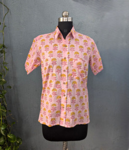 Camisa Casual de Algodón de Manga Corta con Estampado Floral Rosa para Hombre, Cuello Camisero, Transpirable, para Verano - Product Image 4