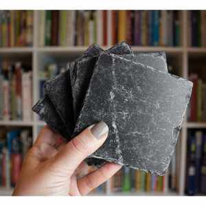 Premium <b>Marble</b> <b>Coaster</b> Set of 4 Pieces Natural Stone Finish with Cork Backing Absorbent Drink <b>Coasters</b> for Home Decor - Product Image 3