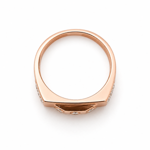<b>Mens</b> 18KT Rose Gold Geometric Rectangular Cubic Zirconia <b>Ring</b> Multi Stone Cluster Side Detail Statement Wedding Party Gift - Product Image 4