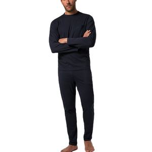 Conjunto de pijama de algodón para hombre de primavera y otoño, Top y pantalones holgados de manga larga, Conjunto de pijama informal de 2 piezas con cuello redondo para hombre, exportación desde BD - Product Image 2