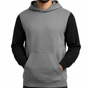 Sweat à capuche pour homme à manches contrastées, en jersey de polyester, style vintage, pour l'hiver, style streetwear, impression numérique, logo personnalisé - Product Image 2