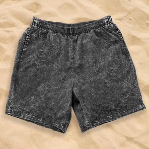 Custom Vintage Acid Wash 100% Cotton Men's Loose Fit <b>Elastic</b> Waist Fleece Gym Workout Training Shorts Bulk Order - Product Image 5